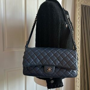 Chanel aged calf leather with gunmetal hardware